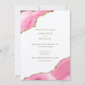 Elegant Pink Gold Agate Hochzeit Einladung (Vorderseite)
