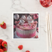 Elegant Pink & Gold Birthday Cake Design Serviette (Beispiel)