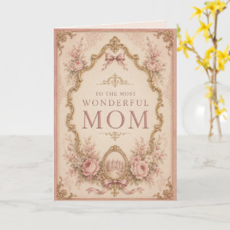 Elegant Pink & Gold Birthday Card for Mom Karte