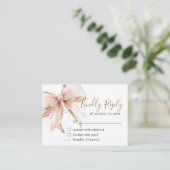 Elegant Pink & Gold Bow Sweet 16th Birthday Reply Begleitkarte (Stehend Vorderseite)