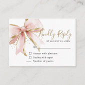Elegant Pink & Gold Bow Sweet 16th Birthday Reply Begleitkarte (Vorderseite)