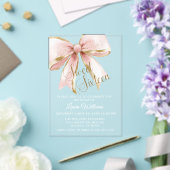 Elegant Pink & Gold Coquette Bow Sweet 16th Acryleinladungen (In Situ (Hochzeit))