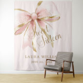 Elegant Pink & Gold Coquette Sweet 16th Backdrop Wandteppich (Beispiel)