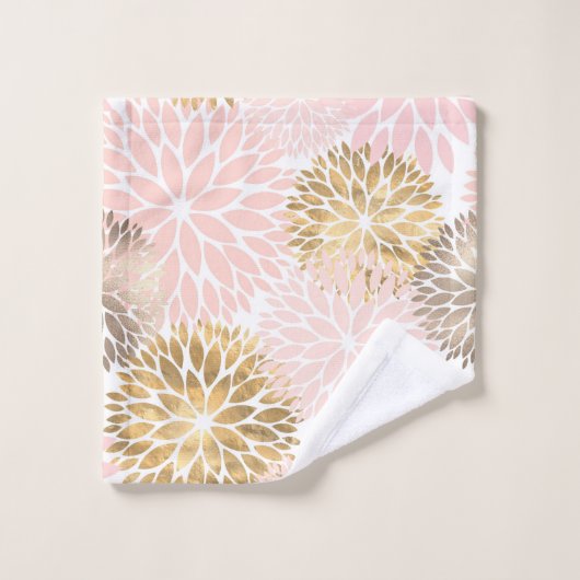 Elegant Pink Gold Dahlia Badhandtuch Set (Waschlappen)