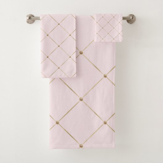 ELEGANT PINK GOLD DIAMOND BADEZIMMER TOWEL SET (Insitu)