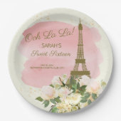 Elegant Pink Gold Eiffelturm Paris Sweet 16 Pappteller (Vorderseite)