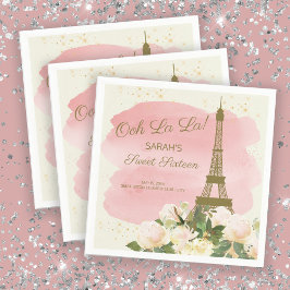 Elegant Pink Gold Eiffelturm Paris Sweet 16 Serviette