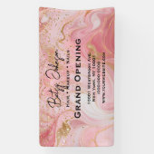 Elegant Pink & Gold Glitter Marbled Business Sign Banner (Vertikal)