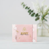 Elegant Pink & Gold Happy New Year Floral Card Begleitkarte (Stehend Vorderseite)