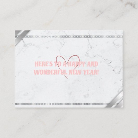 Elegant Pink & Gold Happy New Year Floral Card Begleitkarte (Rückseite)