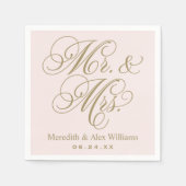 Elegant Pink Gold Mr. und Mrs. Script Monogram Serviette (Vorderseite)