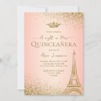 Elegant Pink Gold Paris Eiffelturm Quinceanera