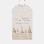 Elegant Pink Gold Pine Tree Frohe Weihnachten Geschenkanhänger (Rückseite)