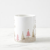 Elegant Pink Gold Pine Tree Frohe Weihnachten Kaffeetasse (Mittel)