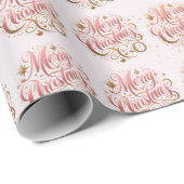 Elegant Pink Gold Script Frohe Weihnachten Geschenkpapier (Rolleneckpunkt)