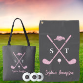Elegant Pink Golf Club White Bows Custom Birthday Golfhandtuch