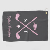 Elegant Pink Golf Club White Bows Custom Birthday Golfhandtuch (Horizontal)