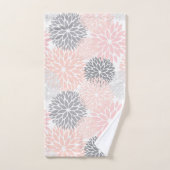 Elegant Pink Gray Dahlia Floral Badhandtuch Set (Handtuch)