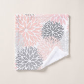 Elegant Pink Gray Dahlia Floral Badhandtuch Set (Waschlappen)