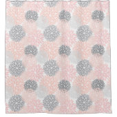 Elegant Pink Gray Dahlia Floral Duschvorhang (Vorderseite)
