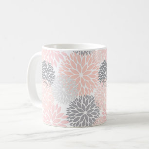 Elegant Pink Gray Dahlia Floral Kaffeetasse