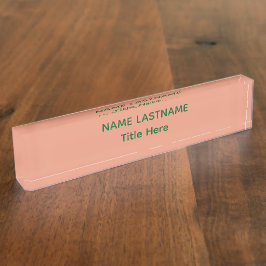 Elegant pink &green custom name namensplakette