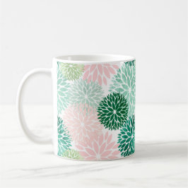 Elegant Pink Green Dahlia Floral Kaffeetasse
