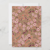 Elegant Pink Green Floral Paisley Motif Wedding Dankeskarte (Rückseite)