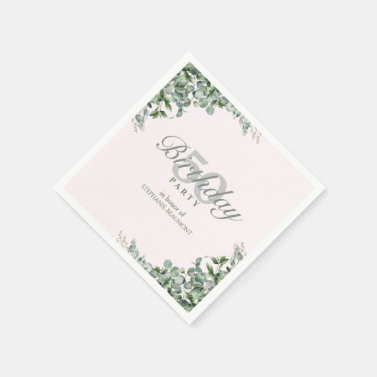 Elegant Pink Green Flower Women's 50th Birthday Serviette (Ecke)