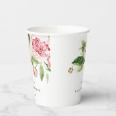 Elegant Pink Green Peony Blumental Danke Hochzeit Pappbecher (Links)