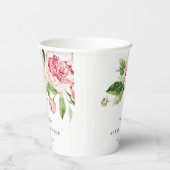 Elegant Pink Green Peony Blumental Danke Hochzeit Pappbecher (Rechts)