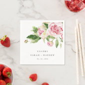 Elegant Pink Green Peony Blumental Danke Hochzeit Serviette (Beispiel)