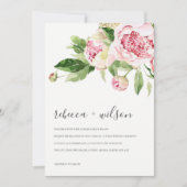 ELEGANT PINK GREEN PEONY FLORAL WATERCOLOR WEDD (Vorderseite)