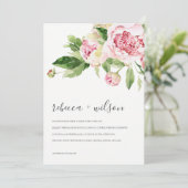 ELEGANT PINK GREEN PEONY FLORAL WATERCOLOR WEDD (Stehend Vorderseite)