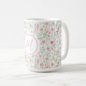 Elegant Pink Green Wildflower Preppy Personalised Kaffeetasse (VorderseiteRechts)