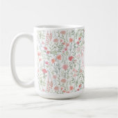 Elegant Pink Green Wildflower Preppy Personalised Kaffeetasse (Links)