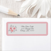 Elegant Pink Grey Floral Script Hochzeitadresse (Insitu)