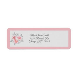 Elegant Pink Grey Floral Script Hochzeitadresse