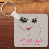 Elegant Pink Grey Lash Extension Beauty Salon QR Schlüsselanhänger (Vorderseite)