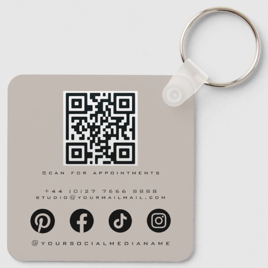 Elegant Pink Grey Lash Extension Beauty Salon QR Schlüsselanhänger (Rückseite)