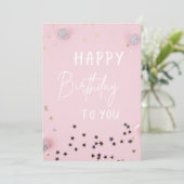 Elegant Pink Happy Birthday Card Einladung (Stehend Vorderseite)