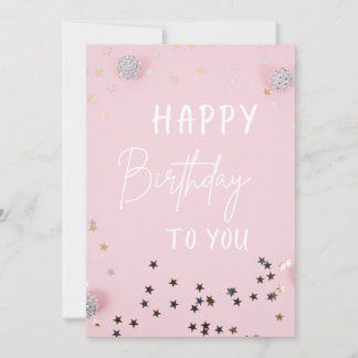 Elegant Pink Happy Birthday Card Einladung