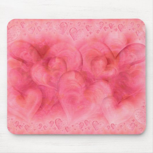Elegant Pink Hearts Mousepad (Vorne)