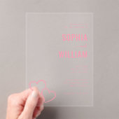 Elegant Pink Hearts Wedding Invitation Acryleinladungen (Insitu (Handheld))