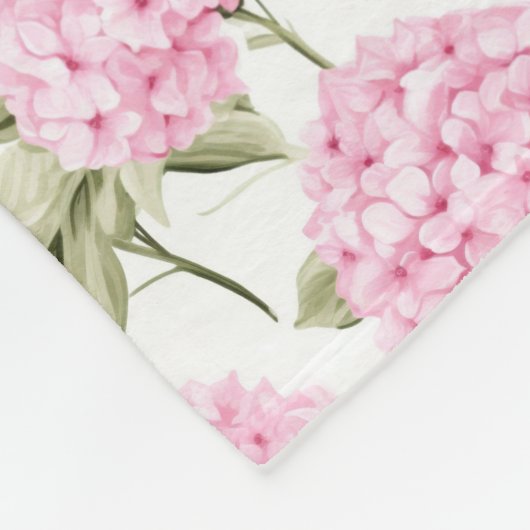 Elegant Pink Hydragea Flowers Pattern Monogram Fleecedecke (Ecke)