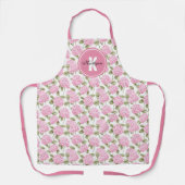Elegant Pink Hydragea Flowers Pattern Monogram Schürze (Vorderseite)
