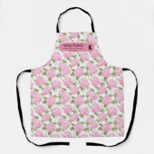 Elegant Pink Hydragea Flowers Pattern Monogram Schürze (Vorderseite)