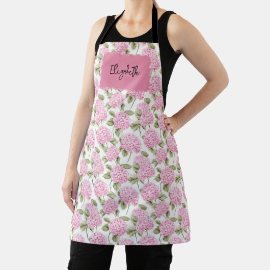Elegant Pink Hydragea Flowers Pattern Name Schürze (InSitu)