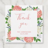 Elegant Pink Hydrangea Baby Dusche Vielen Dank Geschenkanhänger (Rückseite)