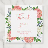 Elegant Pink Hydrangea Baby Dusche Vielen Dank Geschenkanhänger (Vorderseite)